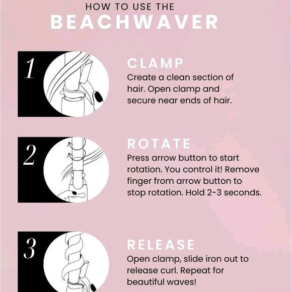 The Beachwaver Co B1 Rotating 1" Curling Iron- Midnight Rose - Picture 3 of 12